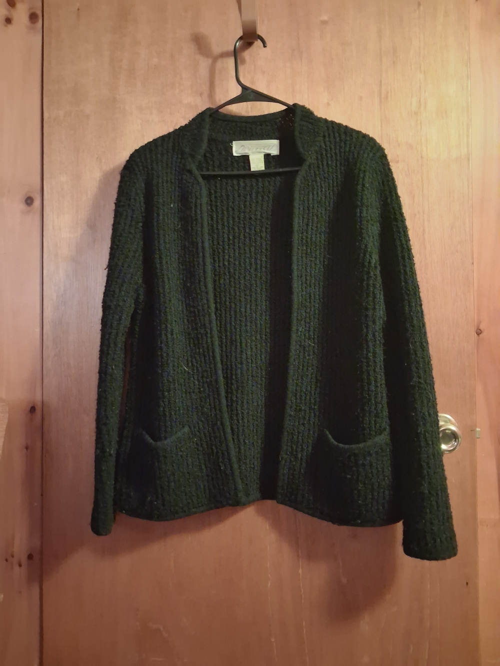 Open-Front Heavy Knit Cardigan Sweater in Black